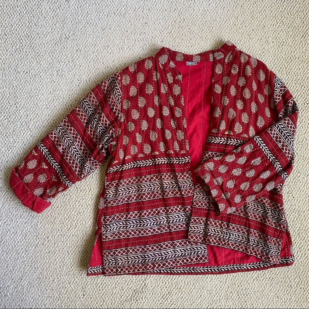 Boho Vintage Paisley Print Quilted Cardigan